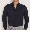 Twill Slim Fit Shirt - black, Small
