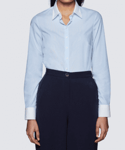 Women's Executive End On End Semi Fitted Shirt With White Collar - Single Cuffs